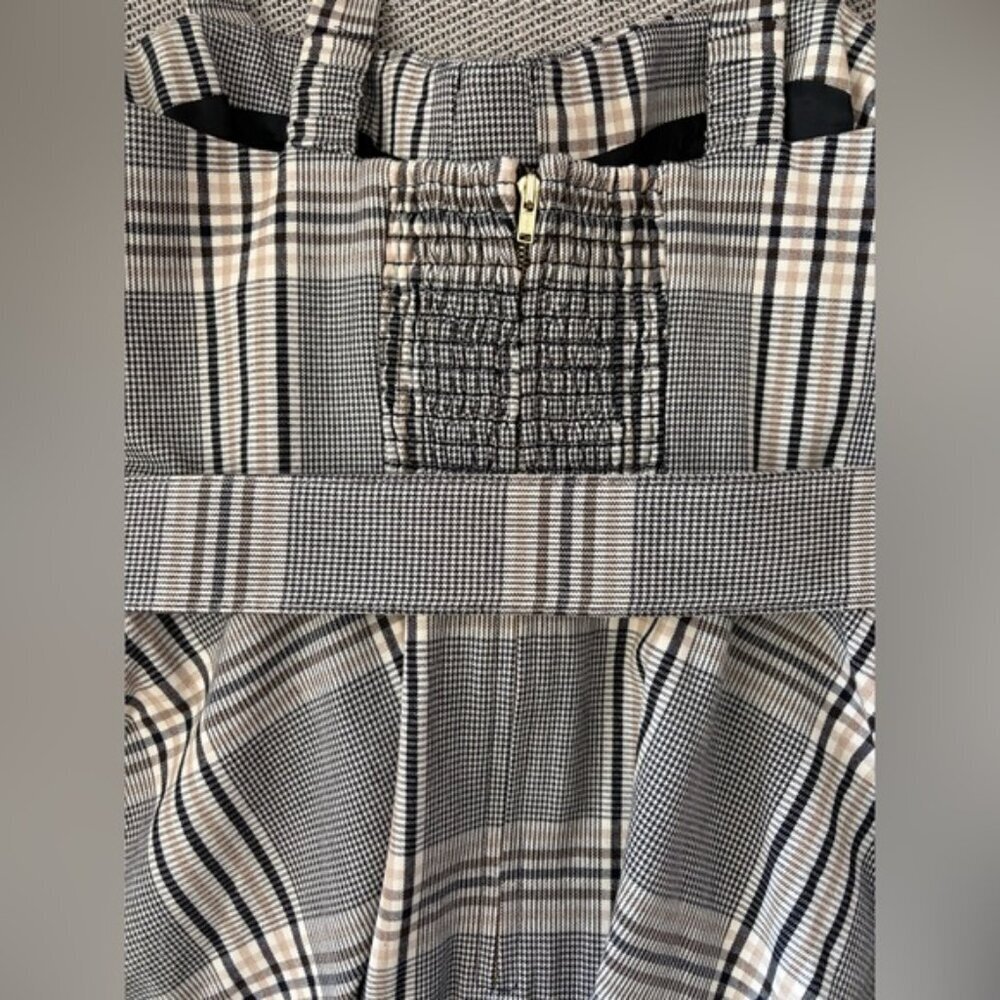 NEW Cara Cara Calypso Belt Midi Dress Raymond Plaid Gray Multi US 6 UK 10 - Picture 12 of 14
